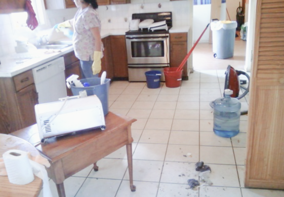 Commercial cleaning in progress